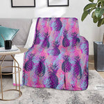 Neon Trippy Pineapple Pattern Print Blanket