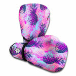 Neon Trippy Pineapple Pattern Print Boxing Gloves