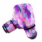 Neon Trippy Pineapple Pattern Print Boxing Gloves