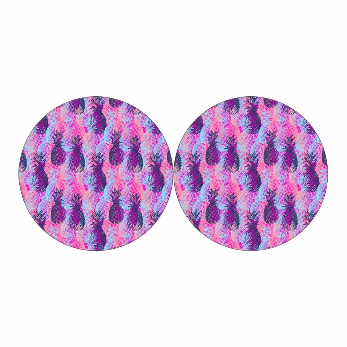 Neon Trippy Pineapple Pattern Print Car Coasters