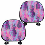 Neon Trippy Pineapple Pattern Print Car Headrest Covers