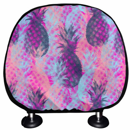 Neon Trippy Pineapple Pattern Print Car Headrest Covers