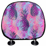 Neon Trippy Pineapple Pattern Print Car Headrest Covers