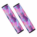 Neon Trippy Pineapple Pattern Print Car Seat Belt Covers