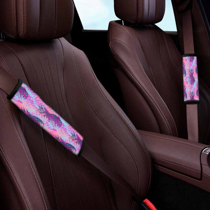 Neon Trippy Pineapple Pattern Print Car Seat Belt Covers