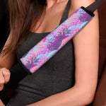 Neon Trippy Pineapple Pattern Print Car Seat Belt Covers