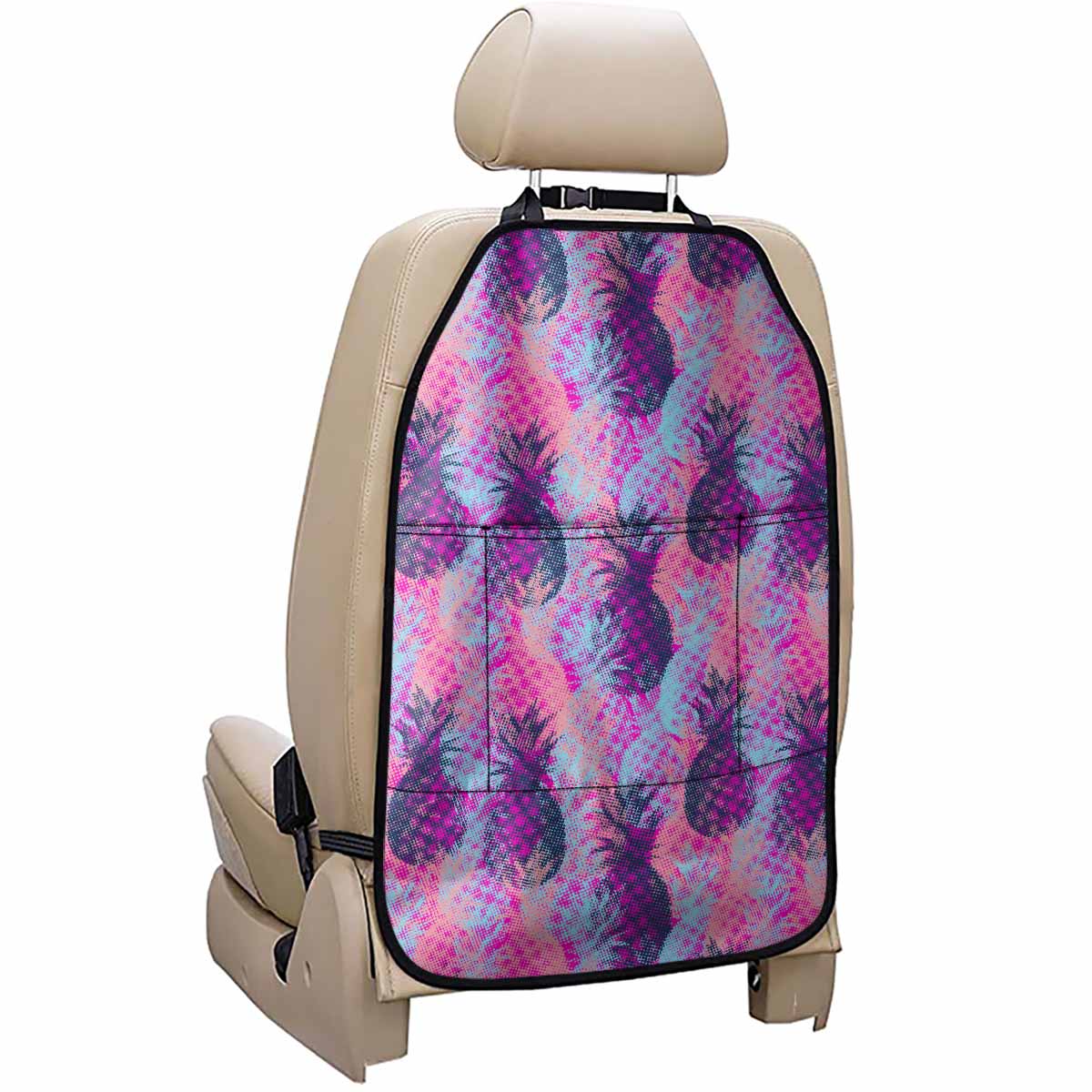 Neon Trippy Pineapple Pattern Print Car Seat Organizers