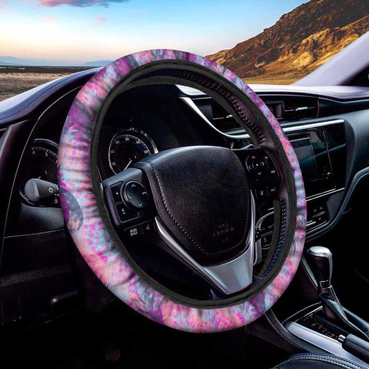 Neon Trippy Pineapple Pattern Print Car Steering Wheel Cover