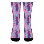 Neon Trippy Pineapple Pattern Print Crew Socks