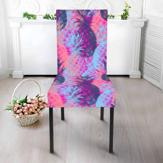 Neon Trippy Pineapple Pattern Print Dining Chair Slipcover