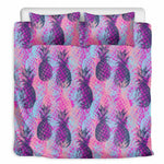 Neon Trippy Pineapple Pattern Print Duvet Cover Bedding Set