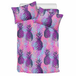 Neon Trippy Pineapple Pattern Print Duvet Cover Bedding Set