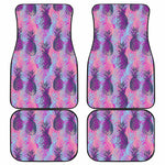 Neon Trippy Pineapple Pattern Print Front and Back Car Floor Mats