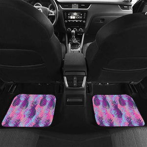 Neon Trippy Pineapple Pattern Print Front and Back Car Floor Mats