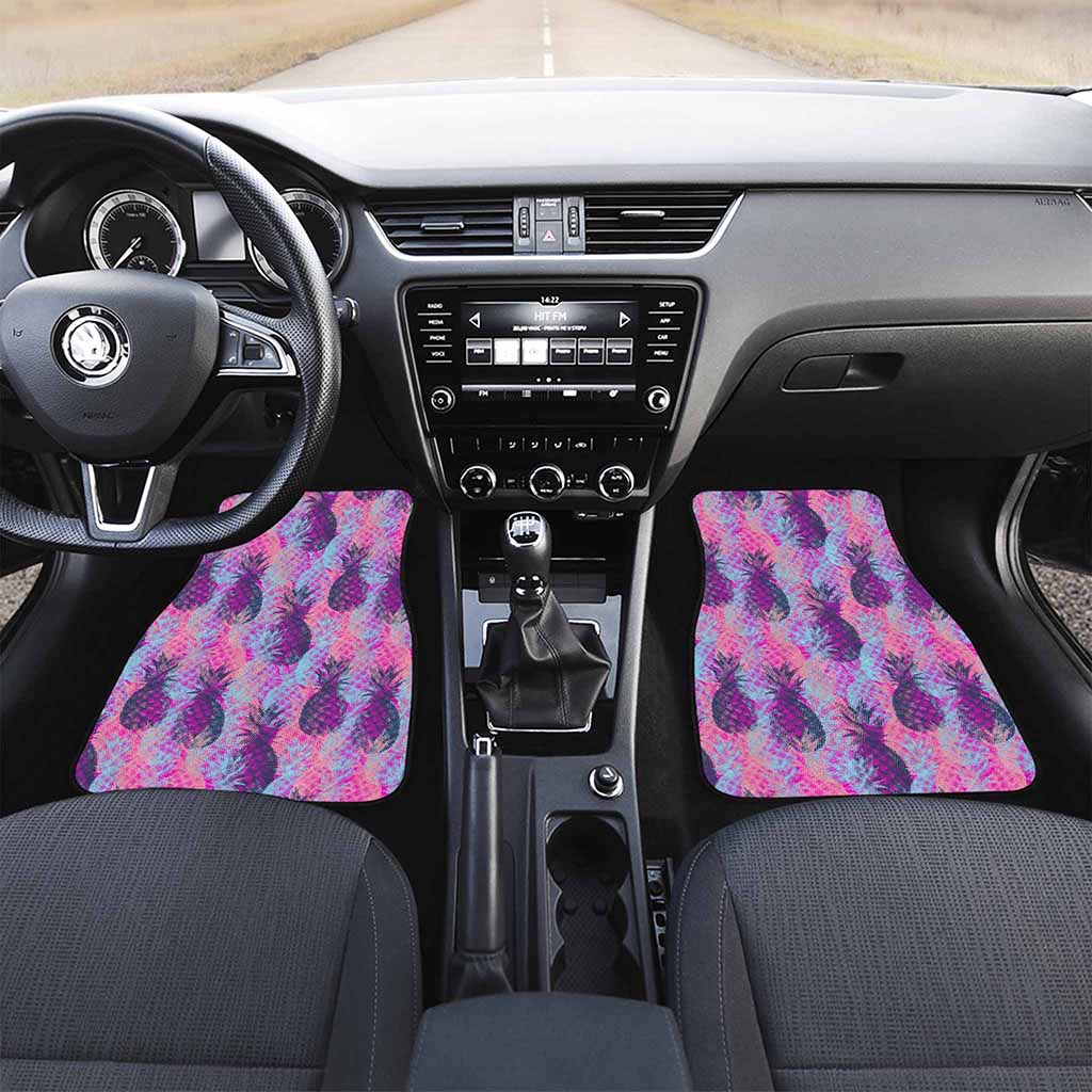 Neon Trippy Pineapple Pattern Print Front Car Floor Mats