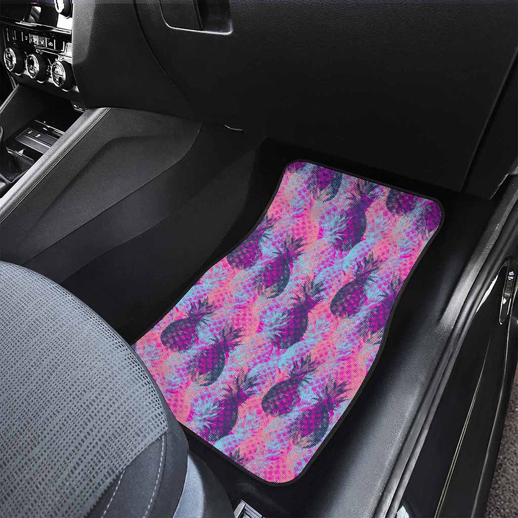 Neon Trippy Pineapple Pattern Print Front Car Floor Mats