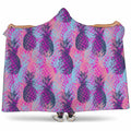 Neon Trippy Pineapple Pattern Print Hooded Blanket