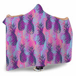 Neon Trippy Pineapple Pattern Print Hooded Blanket