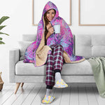 Neon Trippy Pineapple Pattern Print Hooded Blanket