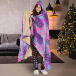 Neon Trippy Pineapple Pattern Print Hooded Blanket