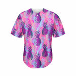 Neon Trippy Pineapple Pattern Print Men's Baseball Jersey