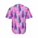 Neon Trippy Pineapple Pattern Print Men's Baseball Jersey