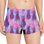 Neon Trippy Pineapple Pattern Print Men's Boxer Briefs