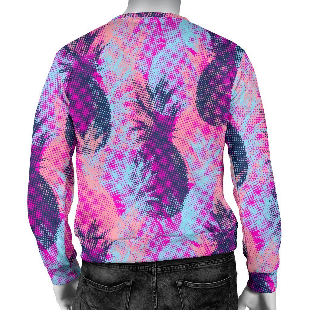 Neon Trippy Pineapple Pattern Print Men's Crewneck Sweatshirt GearFrost