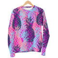 Neon Trippy Pineapple Pattern Print Men's Crewneck Sweatshirt