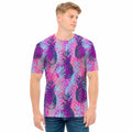 Neon Trippy Pineapple Pattern Print Men's T-Shirt