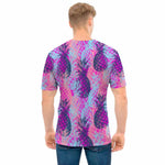 Neon Trippy Pineapple Pattern Print Men's T-Shirt