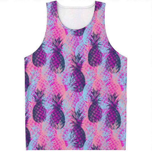 Neon Trippy Pineapple Pattern Print Men's Tank Top