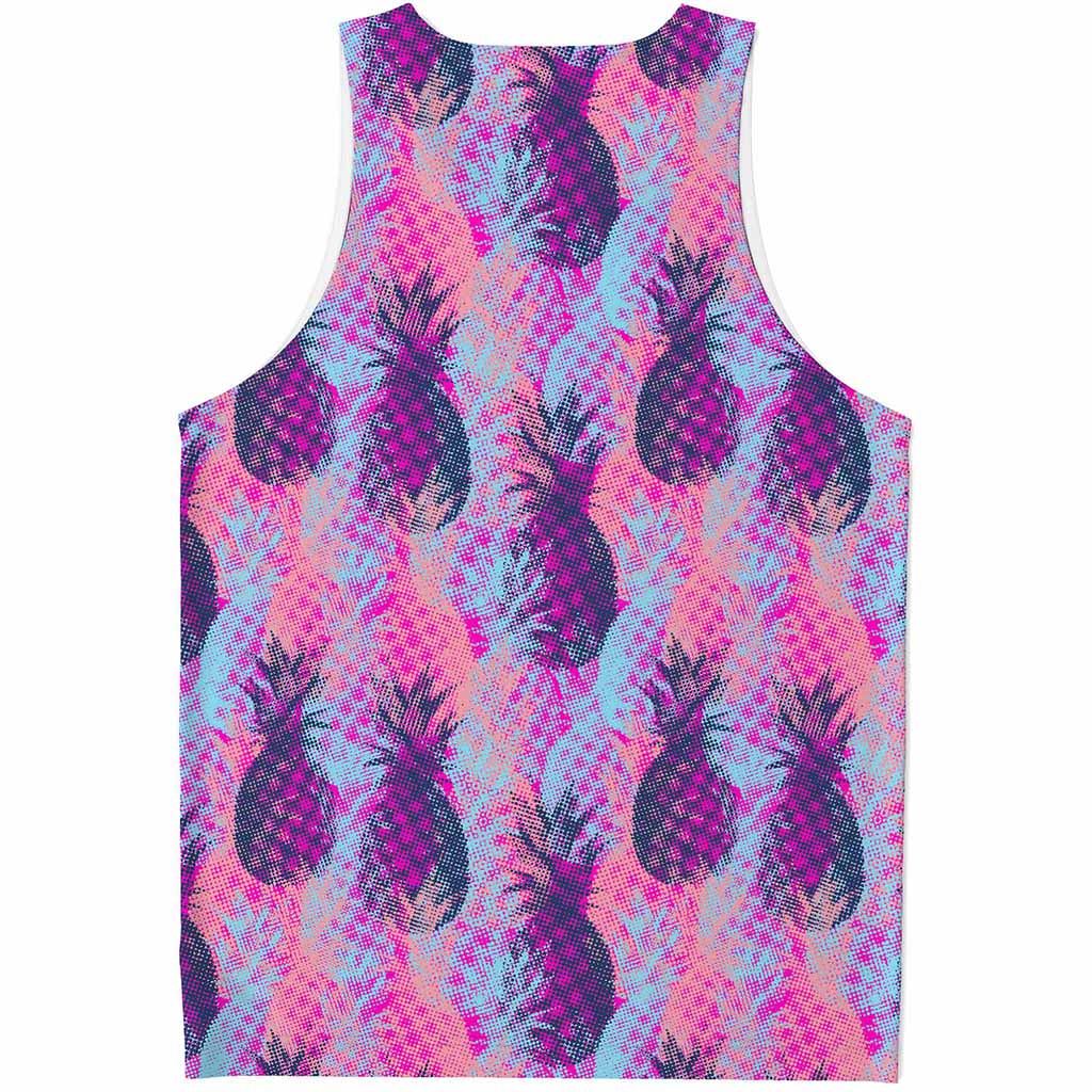 Neon Trippy Pineapple Pattern Print Men's Tank Top