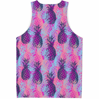 Neon Trippy Pineapple Pattern Print Men's Tank Top