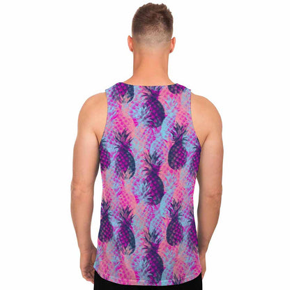 Neon Trippy Pineapple Pattern Print Men's Tank Top
