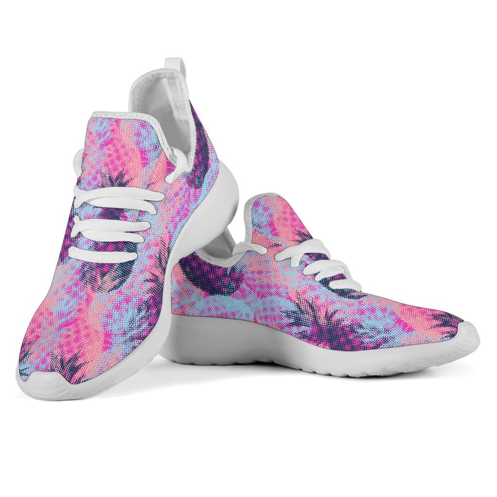 Neon Trippy Pineapple Pattern Print Mesh Knit Shoes GearFrost