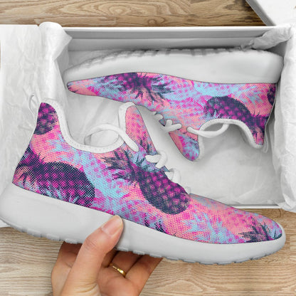 Neon Trippy Pineapple Pattern Print Mesh Knit Shoes GearFrost