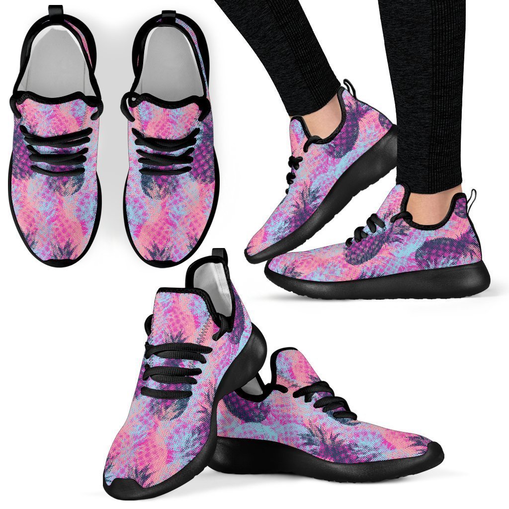 Neon Trippy Pineapple Pattern Print Mesh Knit Shoes GearFrost