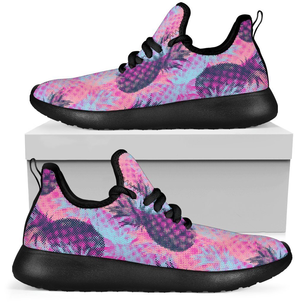 Neon Trippy Pineapple Pattern Print Mesh Knit Shoes GearFrost