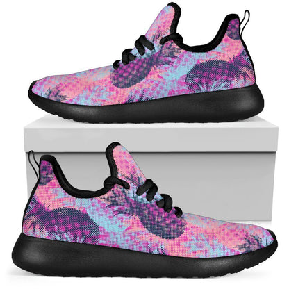 Neon Trippy Pineapple Pattern Print Mesh Knit Shoes GearFrost