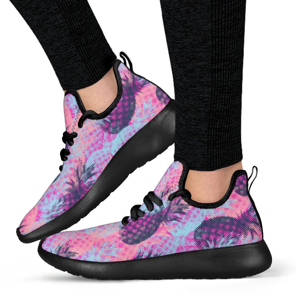 Neon Trippy Pineapple Pattern Print Mesh Knit Shoes GearFrost