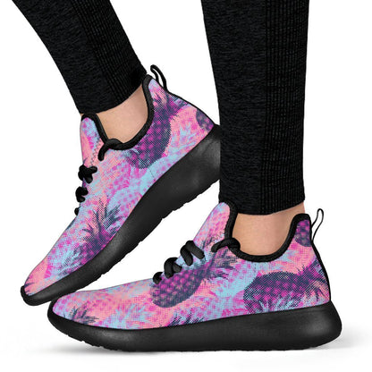 Neon Trippy Pineapple Pattern Print Mesh Knit Shoes GearFrost