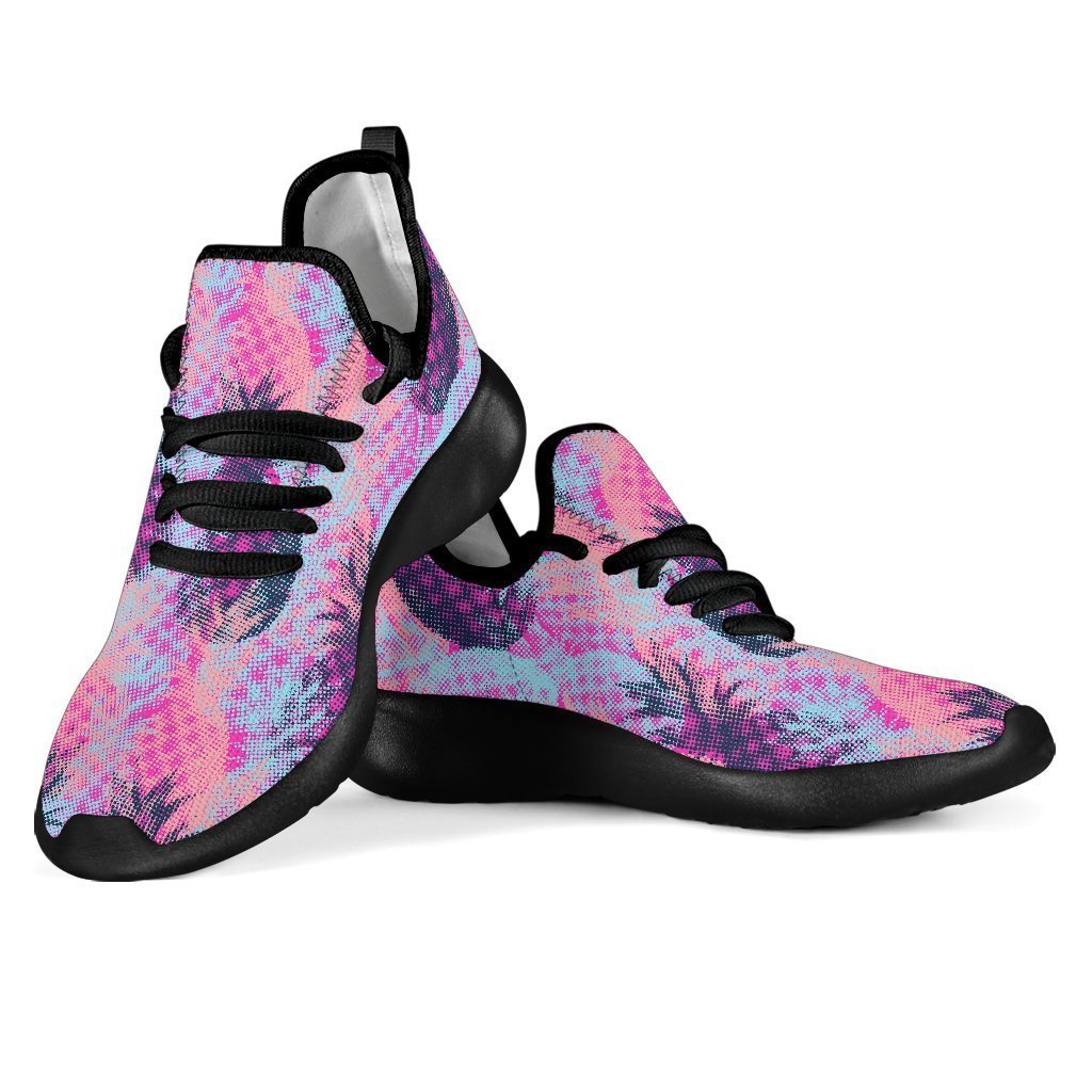 Neon Trippy Pineapple Pattern Print Mesh Knit Shoes GearFrost
