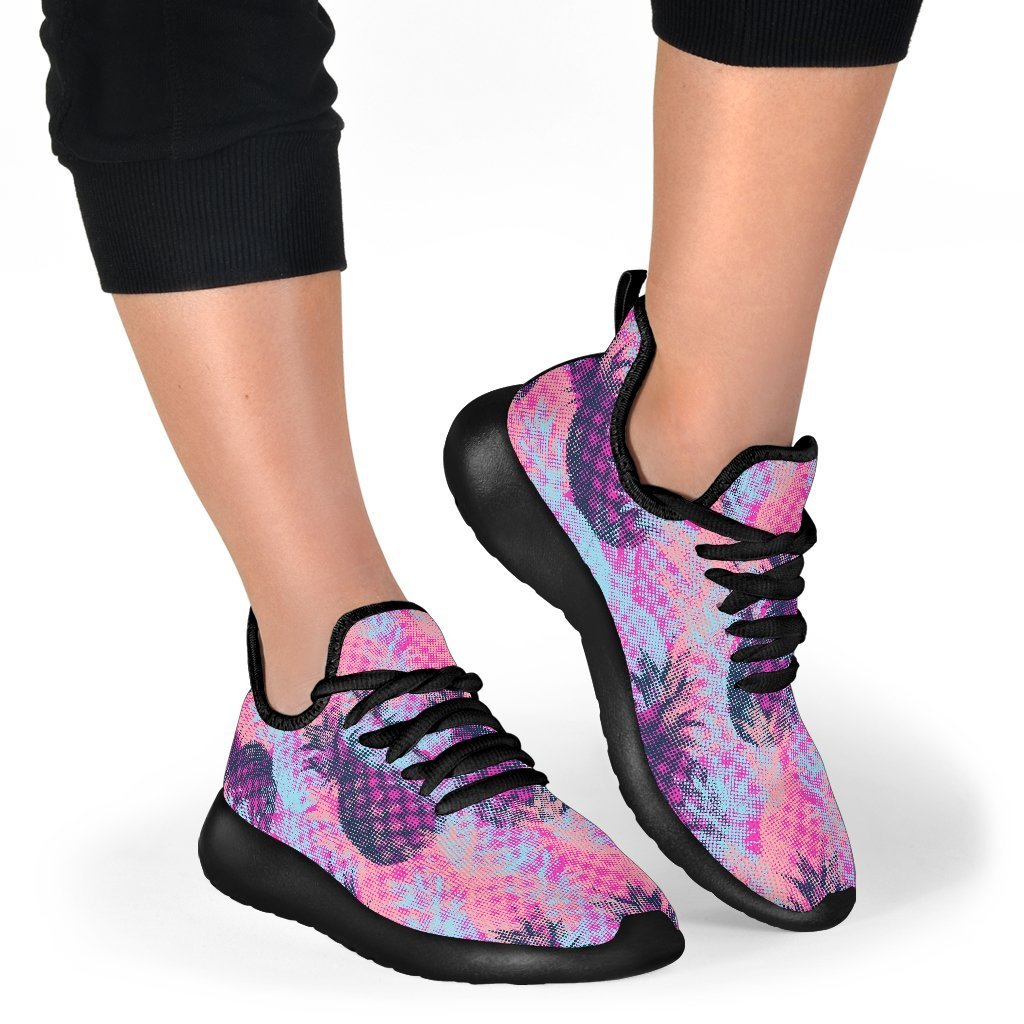 Neon Trippy Pineapple Pattern Print Mesh Knit Shoes GearFrost