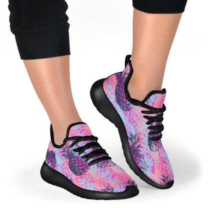 Neon Trippy Pineapple Pattern Print Mesh Knit Shoes GearFrost