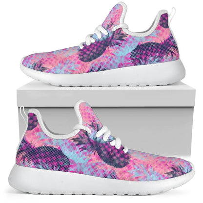 Neon Trippy Pineapple Pattern Print Mesh Knit Shoes GearFrost
