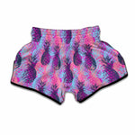 Neon Trippy Pineapple Pattern Print Muay Thai Boxing Shorts
