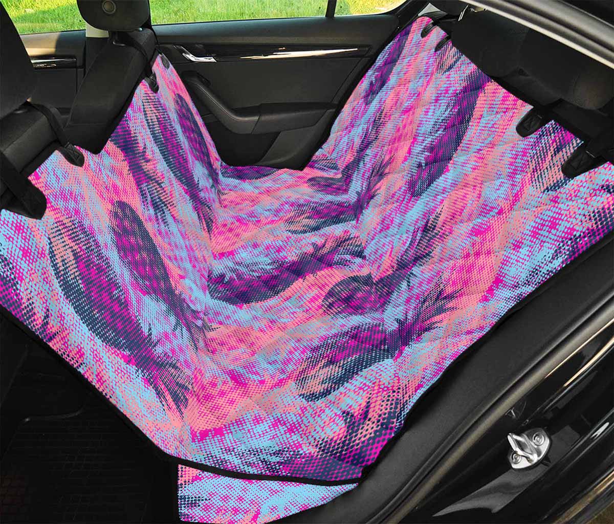 Neon Trippy Pineapple Pattern Print Pet Car Back Seat Cover