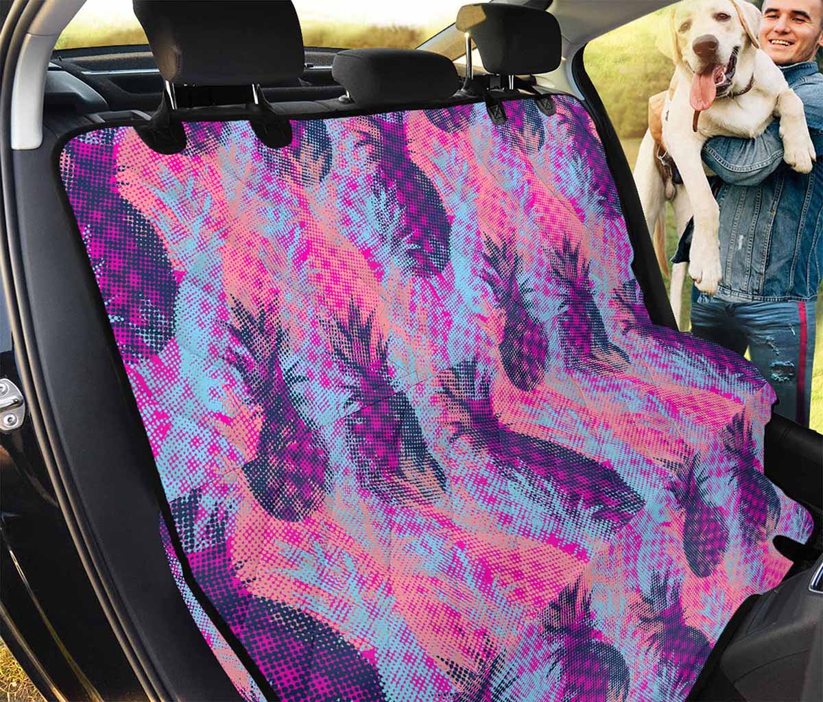 Neon Trippy Pineapple Pattern Print Pet Car Back Seat Cover