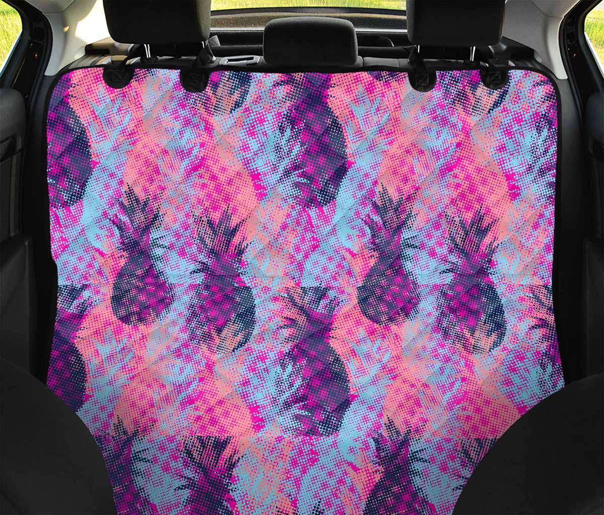 Neon Trippy Pineapple Pattern Print Pet Car Back Seat Cover